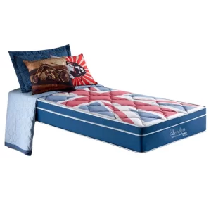 Alternative view of Box Azul + Colchão Solteiro London Molas Superlastic 88x188x68 - Anjos