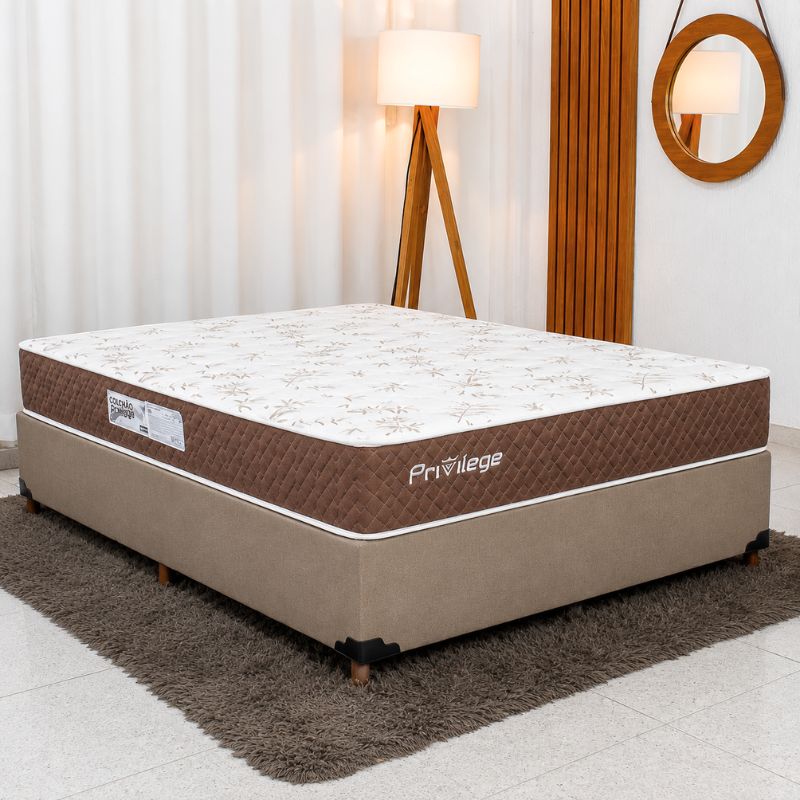 Colchão Casal Molas Ensacadas Privilege Paropas + Base Box Casal