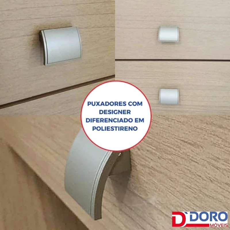 Guarda-Roupa Casal 2 Portas Titanium Ripado MDF  Larg. 2.20m D Doro - Imagem 6