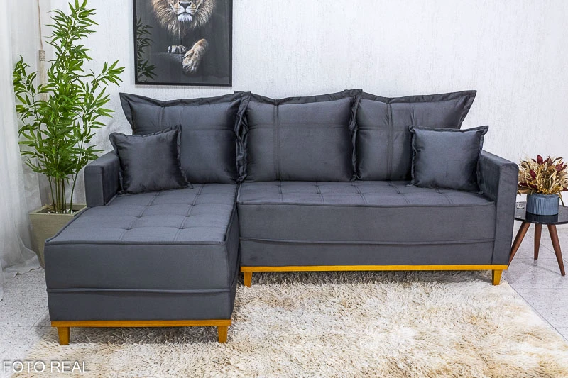 Sofá 3 Lugares com Chaise Molas Ensacadas - 2,30m - Imagem 4