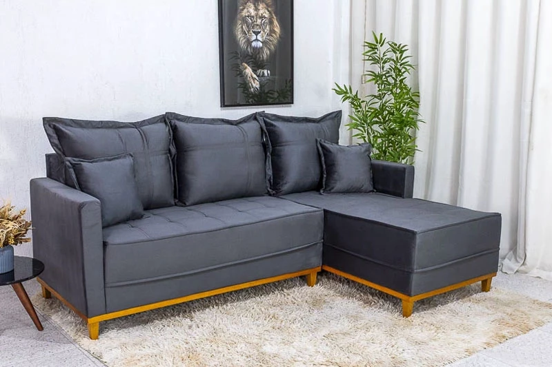 Sofá 3 Lugares com Chaise Molas Ensacadas - 2,30m