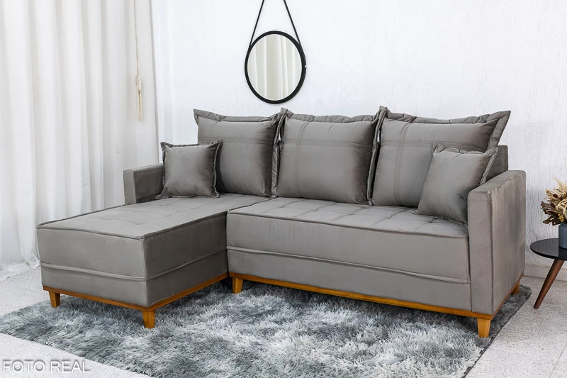 Sofá 3 Lugares com Chaise Molas Ensacadas - 2,30m - Imagem 7