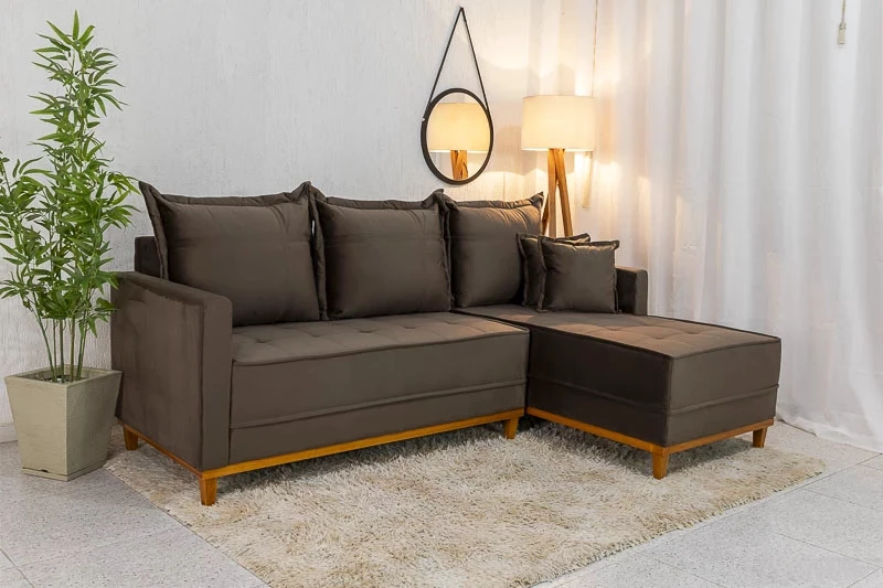 Sofá 3 Lugares com Chaise Molas Ensacadas - 2,30m - Imagem 8