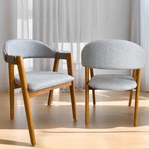 Kit 2 Cadeiras Ravenna Castanho/Linho Cinza – GARDIM MÓVEIS