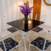 Mesa  Tampo Preto 4 Cadeiras Rio Assento Preto