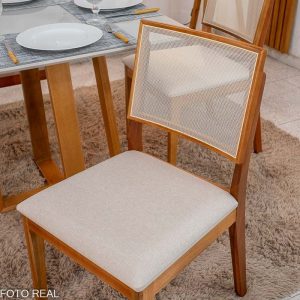 Alternative view of 2 Cadeiras Dubai Linho Bege 629 Madeira Maciça - Art Assento