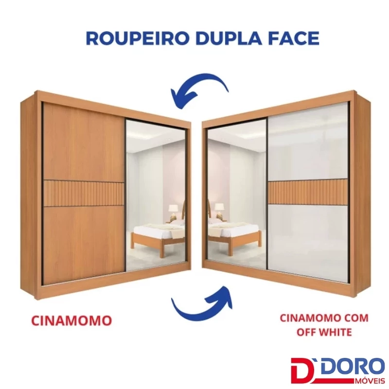 Guarda-Roupa Casal 2 Portas Titanium Ripado MDF  Larg. 2.20m D Doro - Imagem 3