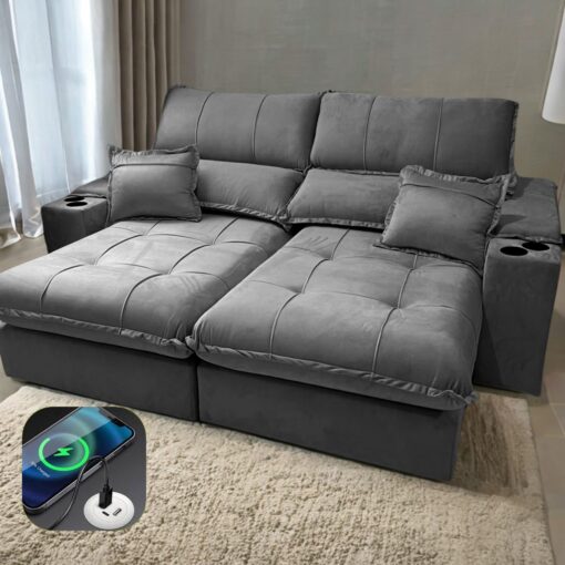 Sofá Retrátil Reclinável Sandiego 2,50m Molas Ensacadas D33 - Imagem 3