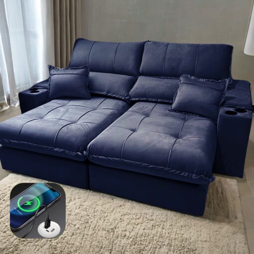 Sofá Retrátil Reclinável Sandiego 2,50m Molas Ensacadas D33 - Imagem 4