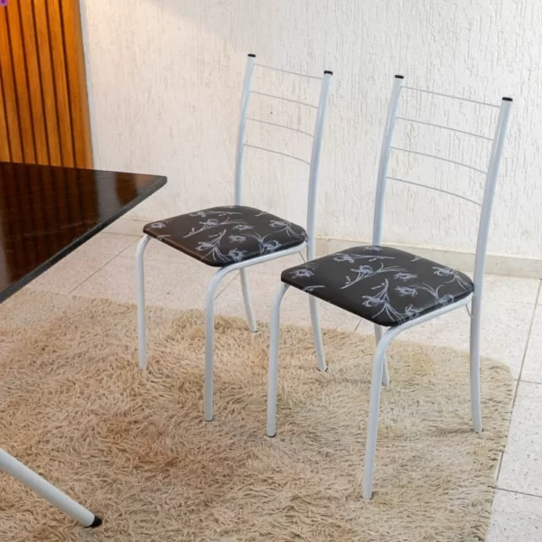 Mesa  Tampo Preto 4 Cadeiras Rio Assento Preto - Imagem 2