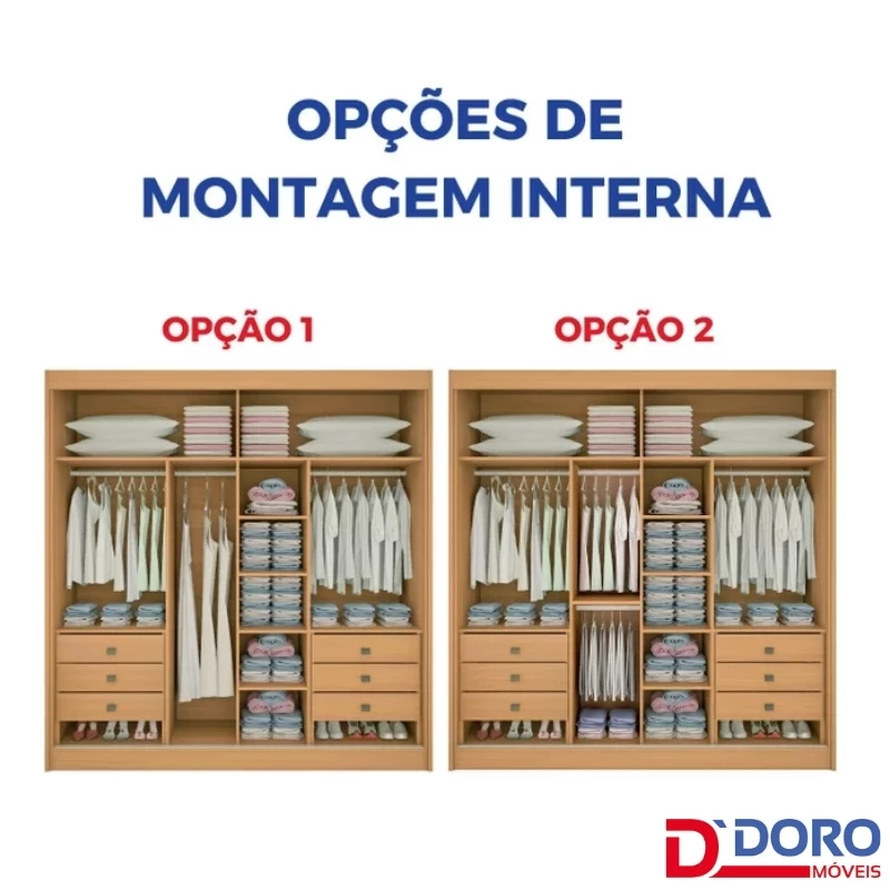 Guarda-Roupa Casal 2 Portas Titanium Ripado MDF  Larg. 2.20m D Doro - Imagem 4