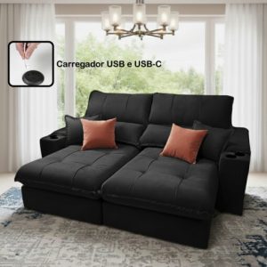 Sofá Retrátil Reclinável Sandiego Slim 2,50m - Molas Ensacadas D33