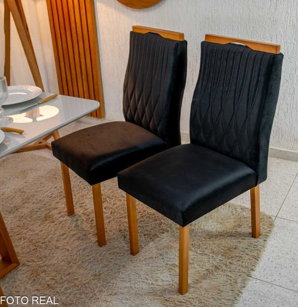Mesa de Jantar Moscou 160x80 Vidro Off/Base Cinamomo + 6 Cadeiras - Imagem 13