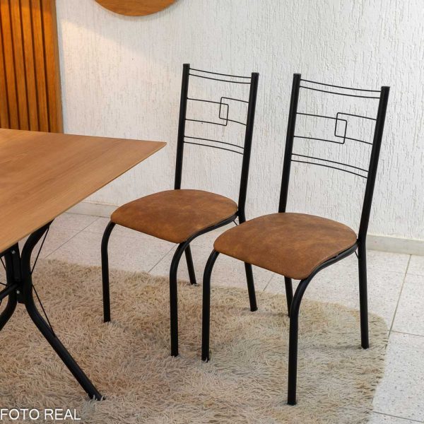 Mesa Tampo Madeirado 4 Cadeiras Marrom - Imagem 3