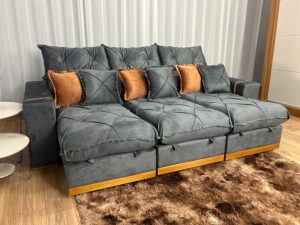 Sofá Retrátil e Reclinável Gran Bello 2,90m – Molas ensacadas