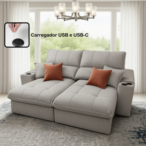 Sofá Retrátil Reclinável Sandiego 2,90m Molas Ensacadas D33 - Imagem 4