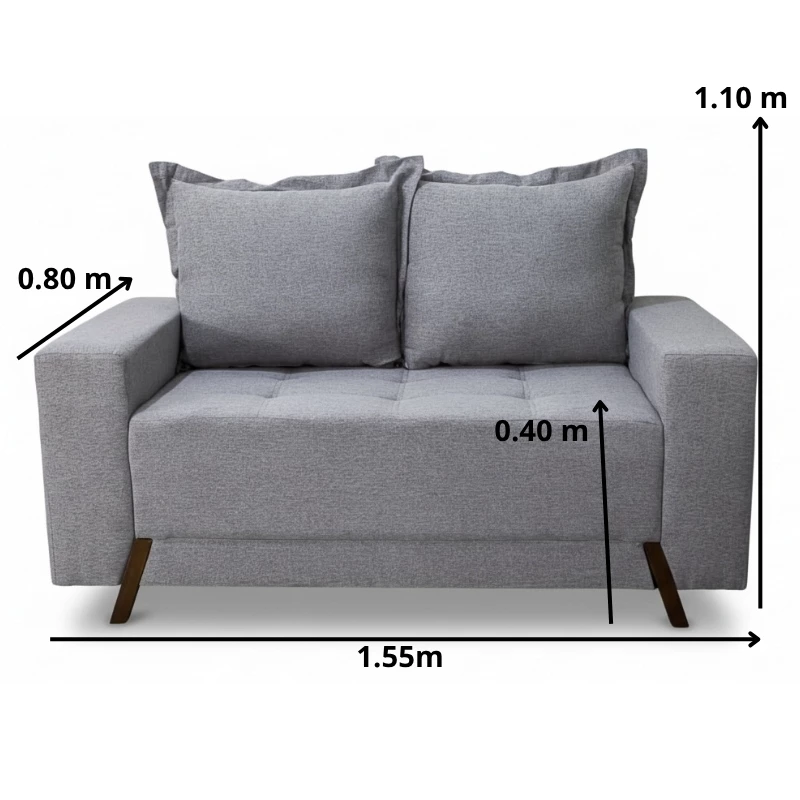 Sofá 2 lugares 8100 1,55m Linho - Imagem 8