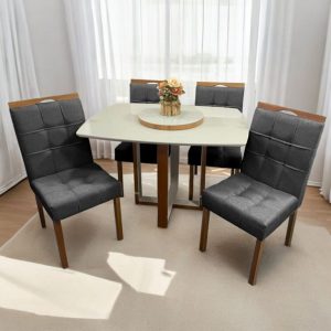 Alternative view of Mesa Atlas Mel/Off White Canto Barril 120×90 com 4 Cadeiras