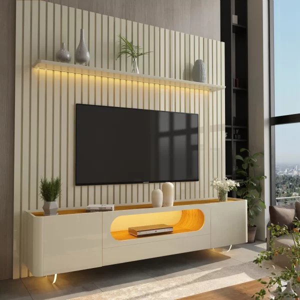 Painel Nobre 230 + Rack Nobre 210 (Pés de Vidro) - Imagem 2