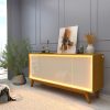 Buffet Requinte 160 4P com Pes de Madeira e Neon Naturale.Off White Gelius