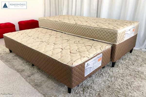 Cama Solteiro Duo Box + Cama Auxiliar 88x188x60 Espuma D33 - Rondomóveis