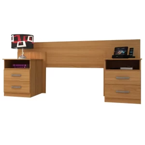 Cabeceira Elegance Casal Queen com 2 Mesas de Cabeceira