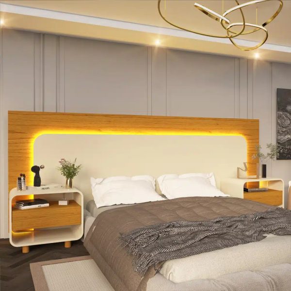 Cabeceira Box Innova Casal140 Queen160 king195 com LED