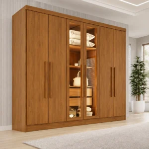 Guarda-roupa 1,80m 6 Portas 2 Reflecta com LED