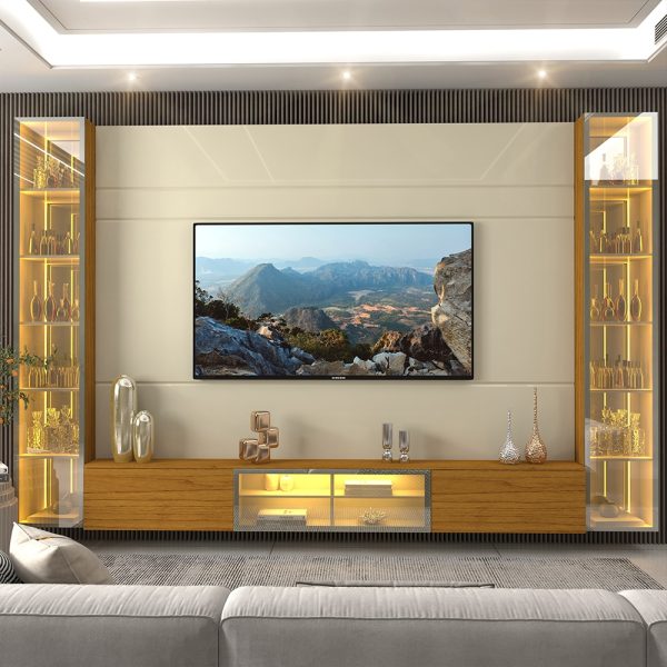 Home Luminare 293 Vidro Reflect com 2 Torres com LED e Espelho Off White.Naturele Gelius