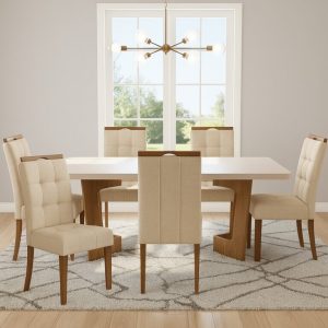 Mesa de Jantar Liz com 6 Cadeiras – VALDEMÓVEIS