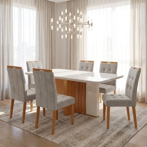 Mesa Astrid (Tampo Maxi) 170 Amêndoa Clean/Off White