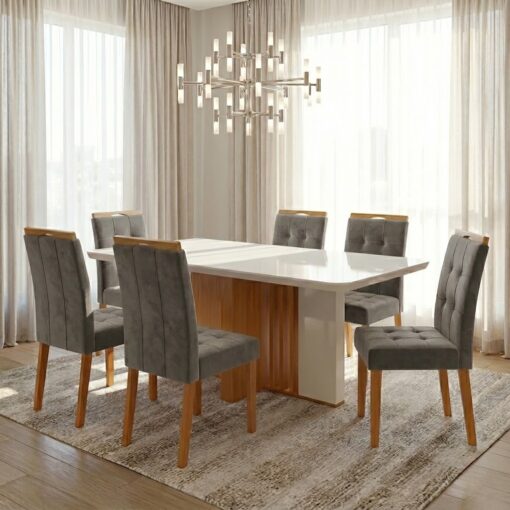 Mesa Astrid (Tampo Maxi) 170 Amêndoa Clean/Off White - Imagem 3