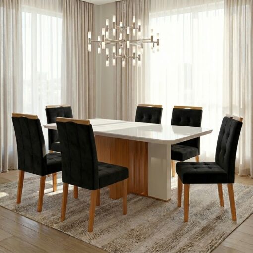 Mesa Astrid (Tampo Maxi) 170 Amêndoa Clean/Off White - Imagem 4