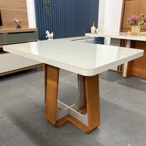 Alternative view of Mesa Sintonia (Tampo Maxi) 170 Amêndoa Clean/Off White com 6 Cadeiras Gaya Linho – LOPAS + J SILVA MÓVEIS