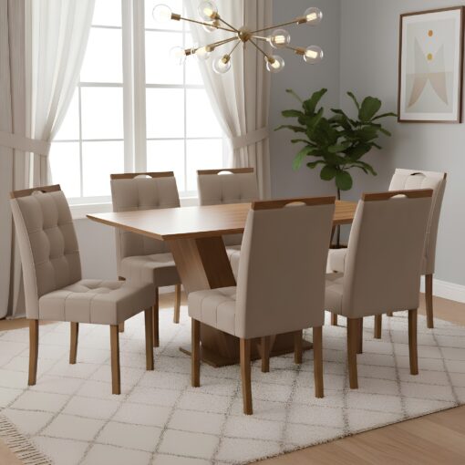 Mesa Classic 160 Cinamomo Laminado com 6 Cadeiras - Imagem 3