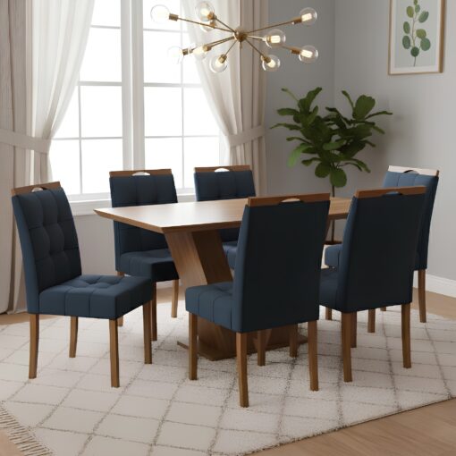 Mesa Classic 160 Cinamomo Laminado com 6 Cadeiras - Imagem 4