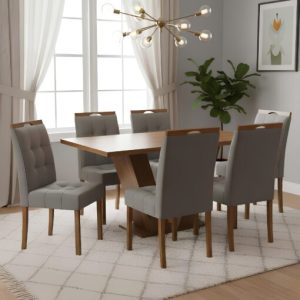 Mesa Classic 160 Cinamomo Laminado com 6 Cadeiras