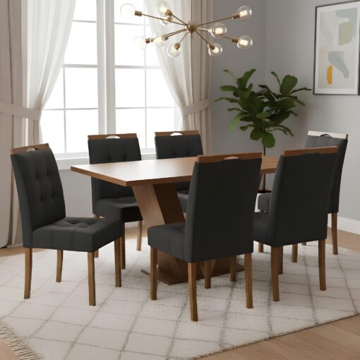 Mesa Classic 160 Cinamomo Laminado com 6 Cadeiras - Imagem 5