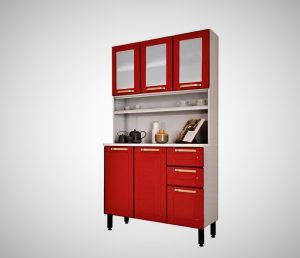 Kit Cozinha Aco Triplo 6P3Vdr2G Colors Vermelho Bertolini
