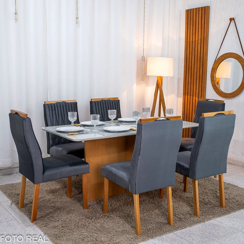 Mesa 160x80 Vidro + 6 Cadeiras - Imagem 3