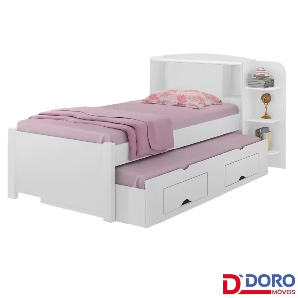 Cama Solteiro Milênio + Cama Auxiliar Solteiro 2 Gavetas Cinamamo D Doro - Imagem 3
