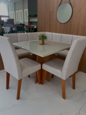 Conjunto Canto Alemão + Mesa Mon/Soberano+ 2 Cadeiras