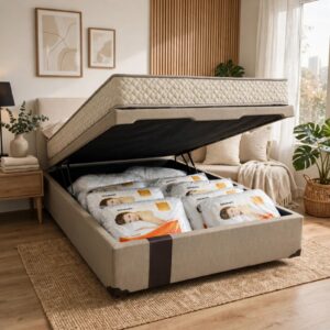 Base baú + Colchão Casal Pasquale Wave D33 138x188x17 - Paropas