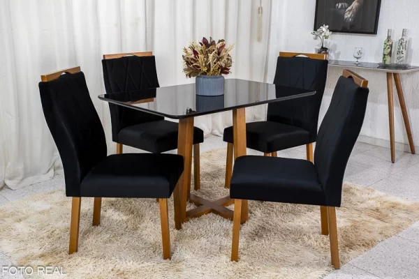 Mesa de Jantar  120×80 4 Cadeiras  Madeira Maciça - Image 8