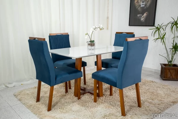 Mesa de Jantar  120×80 4 Cadeiras  Madeira Maciça - Image 6
