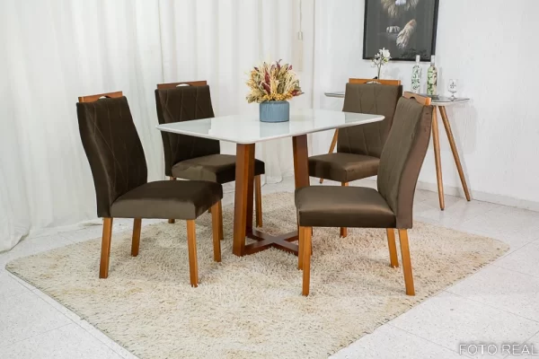 Mesa de Jantar  120×80 4 Cadeiras  Madeira Maciça - Image 4