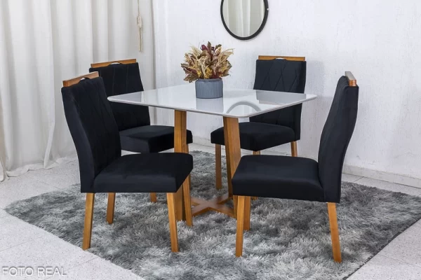 Mesa de Jantar  120×80 4 Cadeiras  Madeira Maciça - Image 3