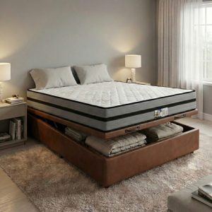 base bau Casal + Colchão Texas Molas BlueWave - Gazin