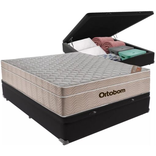 Colchão Casal Airtech Springpocket + Base Box Baú  – ORTOBOM