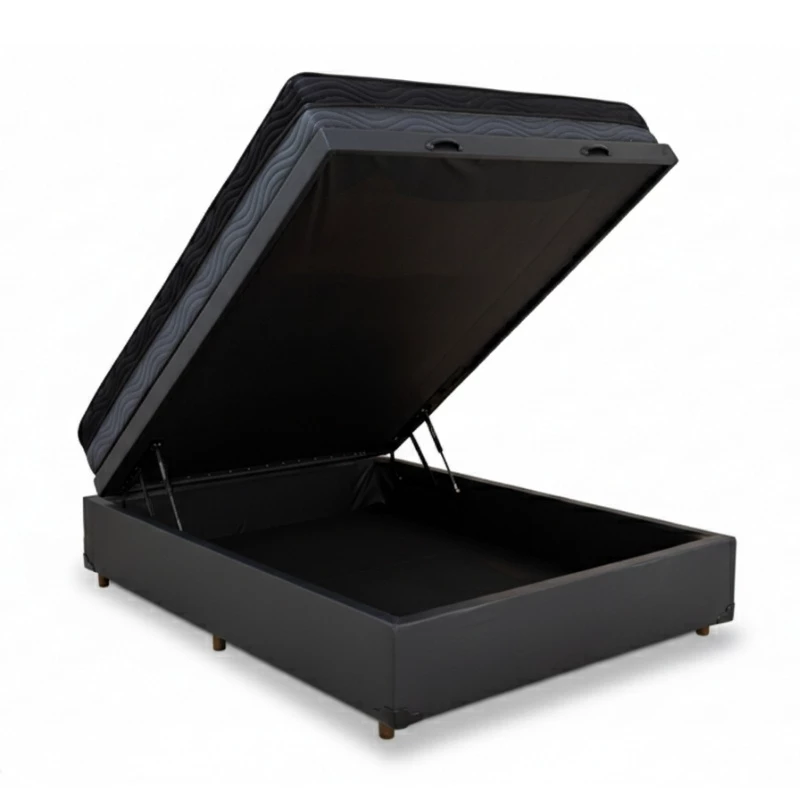 Box Baú Casal Blindado + Colchão Casal Ortopédico EPS Iso Dupla Face D33 Ortobom